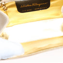 Salvatore Ferragamo Vala Hand Bag Satin Beige Gold Auth BA2675-11