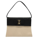 Salvatore Ferragamo Vala Hand Bag Satin Beige Gold Auth BA2675-13