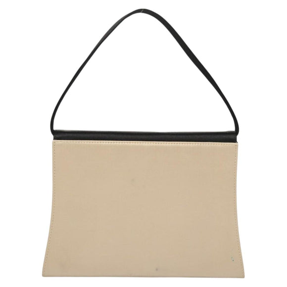 Salvatore Ferragamo Vala Hand Bag Satin Beige Gold Auth BA2675