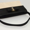 Salvatore Ferragamo Vala Hand Bag Satin Beige Gold Auth BA2675-6