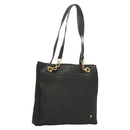 BALLY Quilted Tote Bag Leather Black Gold Auth BA2680-1