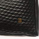 BALLY Quilted Tote Bag Leather Black Gold Auth BA2680-17