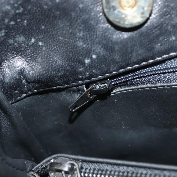 BALLY Quilted Tote Bag Leather Black Gold Auth BA2680