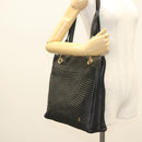 BALLY Quilted Tote Bag Leather Black Gold Auth BA2680-27