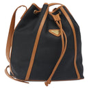 SAINT LAURENT Shoulder Bag Coated Canvas Black Brown gold Auth BA2681-1