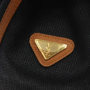 SAINT LAURENT Shoulder Bag Coated Canvas Black Brown gold Auth BA2681-17