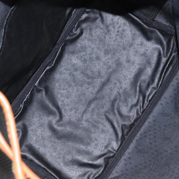 SAINT LAURENT Shoulder Bag Coated Canvas Black Brown gold Auth BA2681