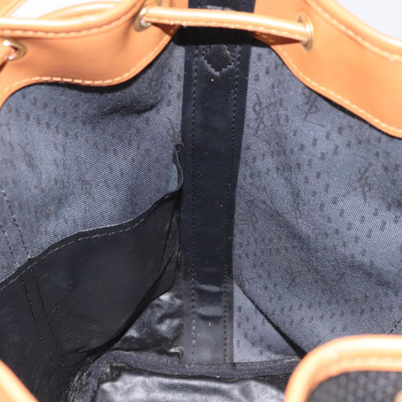 SAINT LAURENT Shoulder Bag Coated Canvas Black Brown gold Auth BA2681