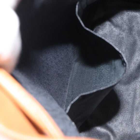 SAINT LAURENT Shoulder Bag Coated Canvas Black Brown gold Auth BA2681