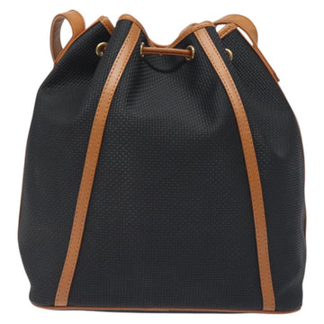 SAINT LAURENT Shoulder Bag Coated Canvas Black Brown gold Auth BA2681 - 0