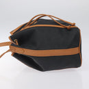 SAINT LAURENT Shoulder Bag Coated Canvas Black Brown gold Auth BA2681-4