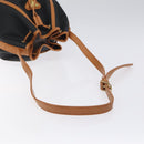 SAINT LAURENT Shoulder Bag Coated Canvas Black Brown gold Auth BA2681-7