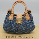 LOUIS VUITTON Monogram denim Preity Hand Bag Blue M95020 LV Auth BA268AV-12