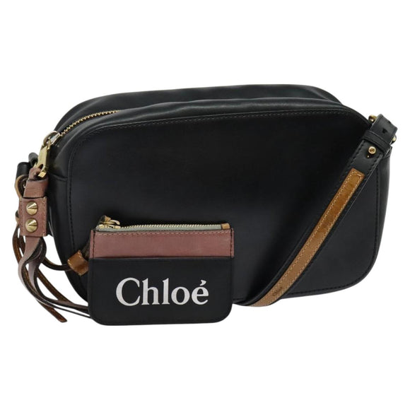 Chloe Sam Shoulder Bag Leather Black Gold 01 13 51 65 5811 Auth BA2699