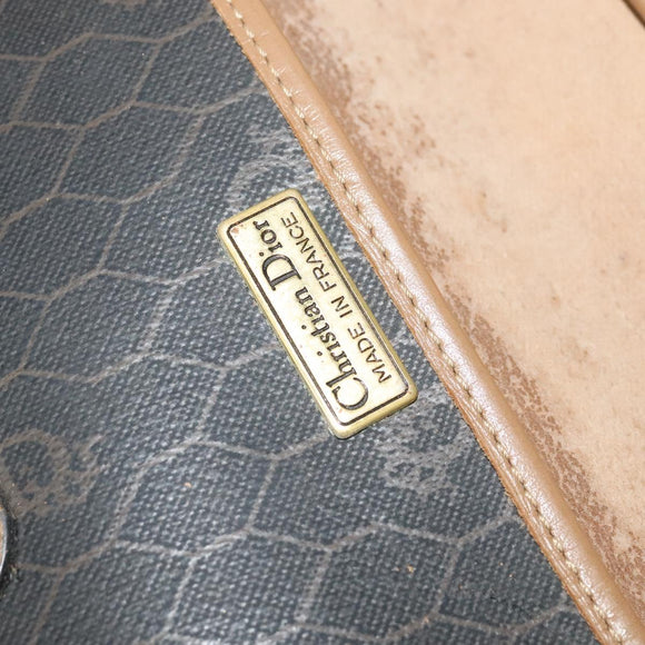 Christian Dior Honeycomb Canvas Shoulder Bag PVC Brown Gold Auth BA2701