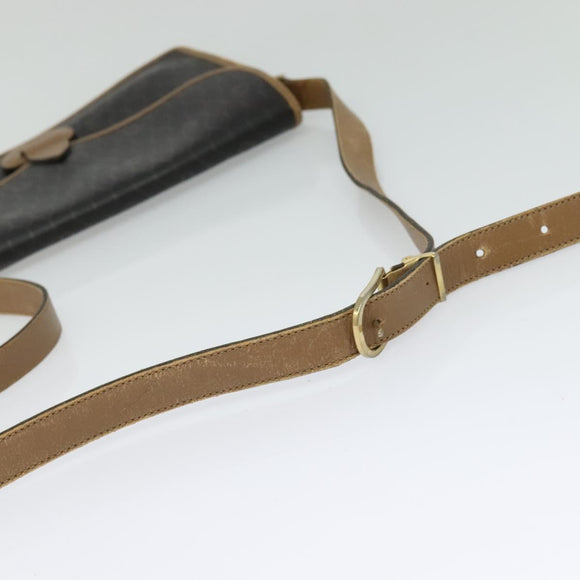 Christian Dior Honeycomb Canvas Shoulder Bag PVC Brown Gold Auth BA2701