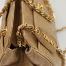 CHANEL Matelasse Chain Shoulder Bag Lamb Skin Beige Gold CC Auth BA2702-9