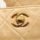 CHANEL Matelasse Chain Shoulder Bag Lamb Skin Beige Gold CC Auth BA2702-18