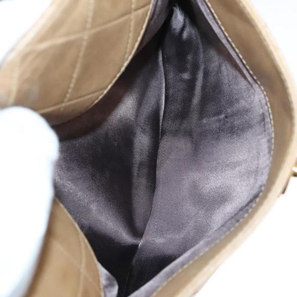 CHANEL Matelasse Chain Shoulder Bag Lamb Skin Beige Gold CC Auth BA2702