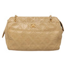 CHANEL Matelasse Chain Shoulder Bag Lamb Skin Beige Gold CC Auth BA2702-13