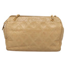 CHANEL Matelasse Chain Shoulder Bag Lamb Skin Beige Gold CC Auth BA2702-2