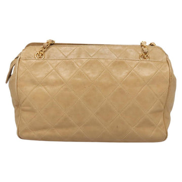 CHANEL Matelasse Chain Shoulder Bag Lamb Skin Beige Gold CC Auth BA2702 - 0