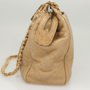CHANEL Matelasse Chain Shoulder Bag Lamb Skin Beige Gold CC Auth BA2702-3