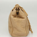 CHANEL Matelasse Chain Shoulder Bag Lamb Skin Beige Gold CC Auth BA2702-4