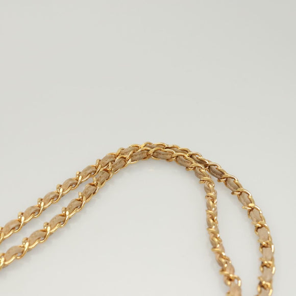 CHANEL Matelasse Chain Shoulder Bag Lamb Skin Beige Gold CC Auth BA2702