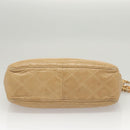 CHANEL Matelasse Chain Shoulder Bag Lamb Skin Beige Gold CC Auth BA2702-5
