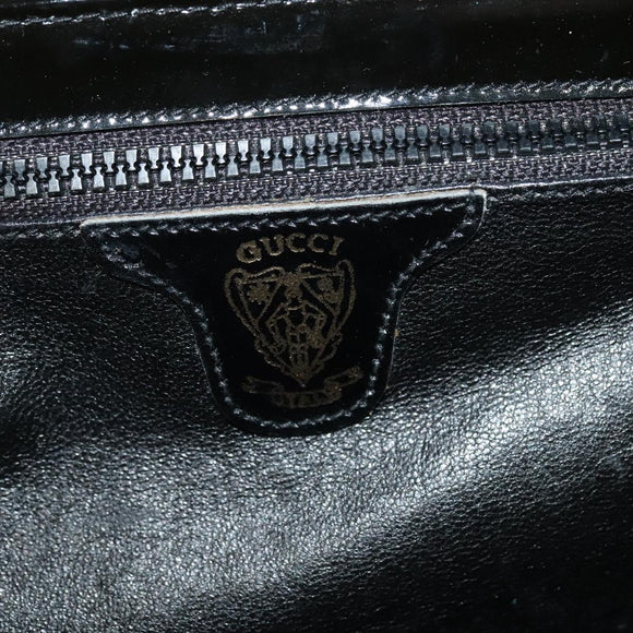 GUCCI Chain Shoulder Bag Patent leather Black Gold Auth BA2705