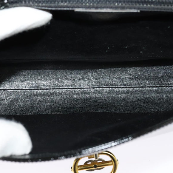 GUCCI Chain Shoulder Bag Patent leather Black Gold Auth BA2705