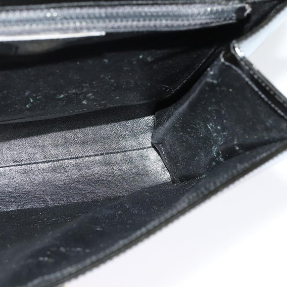 GUCCI Chain Shoulder Bag Patent leather Black Gold Auth BA2705