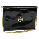 GUCCI Chain Shoulder Bag Patent leather Black Gold Auth BA2705-1