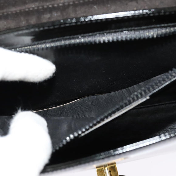 GUCCI Chain Shoulder Bag Patent leather Black Gold Auth BA2705