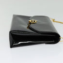 GUCCI Chain Shoulder Bag Patent leather Black Gold Auth BA2705-5