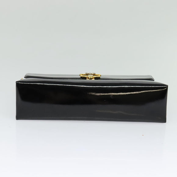 GUCCI Chain Shoulder Bag Patent leather Black Gold Auth BA2705