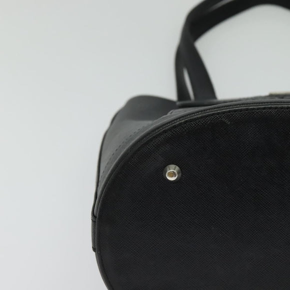 BURBERRY Tote Bag Leather Black Silver Auth BA2708