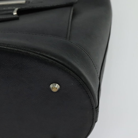 BURBERRY Tote Bag Leather Black Silver Auth BA2708