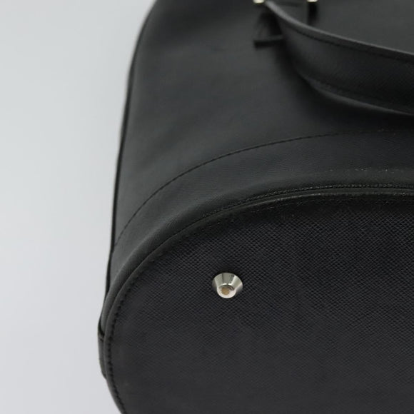 BURBERRY Tote Bag Leather Black Silver Auth BA2708