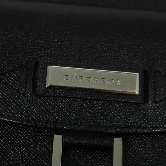 BURBERRY Tote Bag Leather Black Silver Auth BA2708