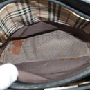 BURBERRY Tote Bag Leather Black Silver Auth BA2708-11