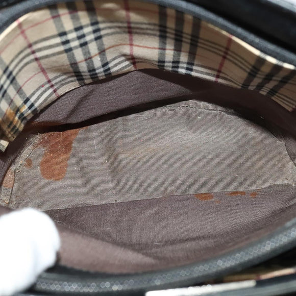 BURBERRY Tote Bag Leather Black Silver Auth BA2708