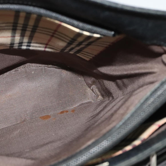 BURBERRY Tote Bag Leather Black Silver Auth BA2708