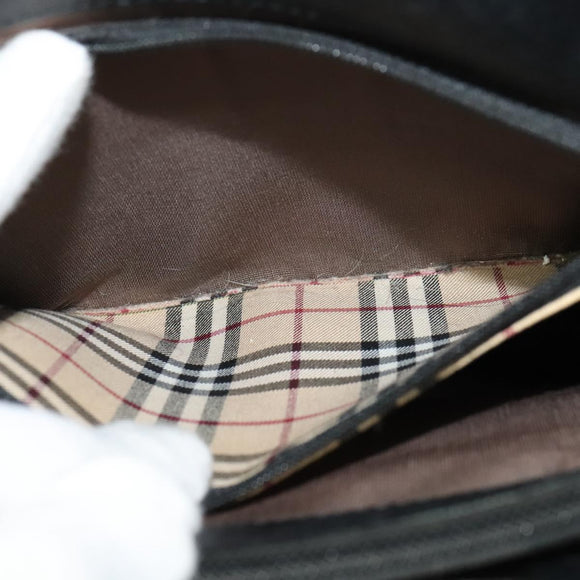 BURBERRY Tote Bag Leather Black Silver Auth BA2708