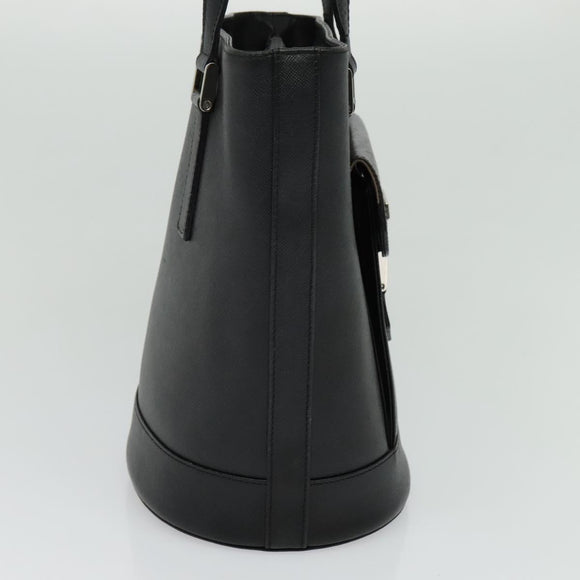 BURBERRY Tote Bag Leather Black Silver Auth BA2708