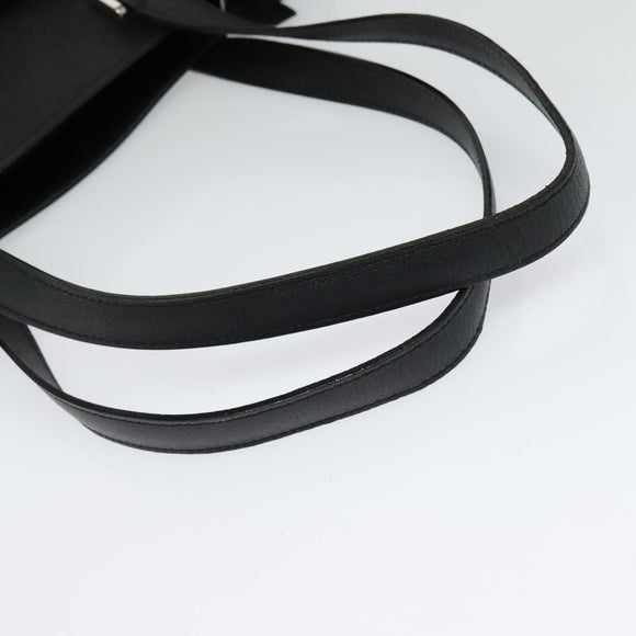 BURBERRY Tote Bag Leather Black Silver Auth BA2708