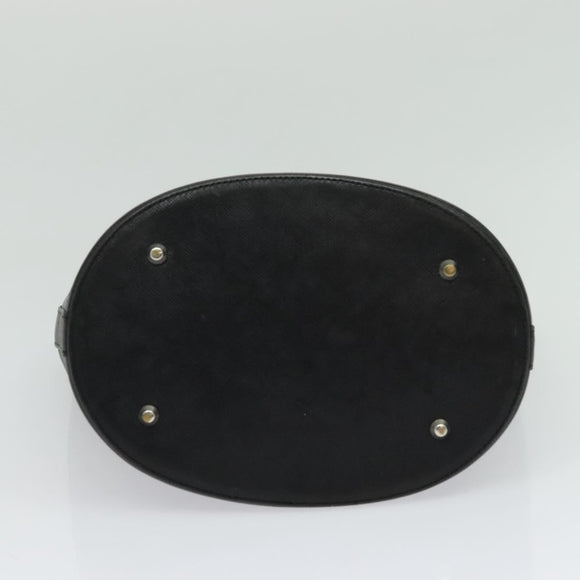 BURBERRY Tote Bag Leather Black Silver Auth BA2708