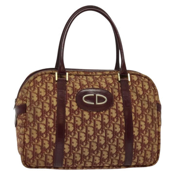 Christian Dior Trotter Canvas Hand Bag Red Gold Auth BA2709