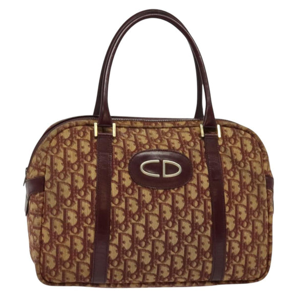 Christian Dior Trotter Canvas Hand Bag Red Gold Auth BA2709